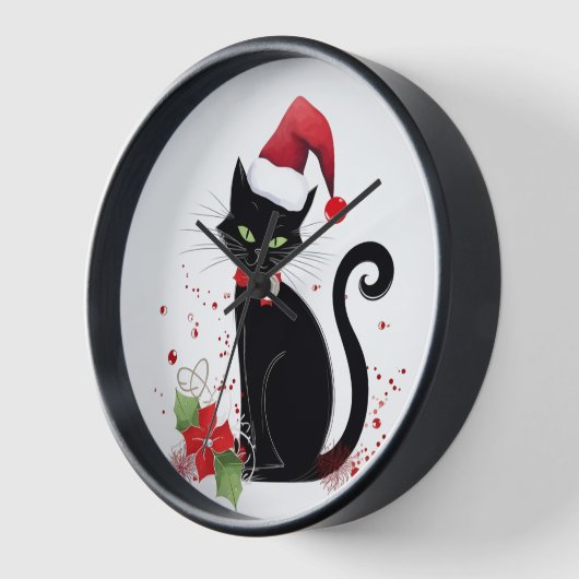 Schwarze Katze Uhr (Winkel)