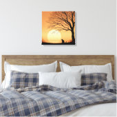 Schwarze Katze und Bäume Silhouette im Sun Set Can Leinwanddruck (Insitu (Schlafzimmer))