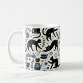 Schwarze Katze und Blume Kaffeetasse (Links)