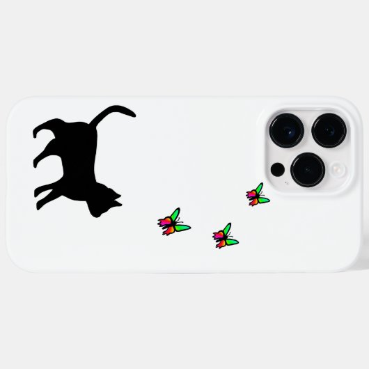 Schwarze Katze und Butterfly Case-Mate iPhone Hülle (Rückseite (Horizontal))