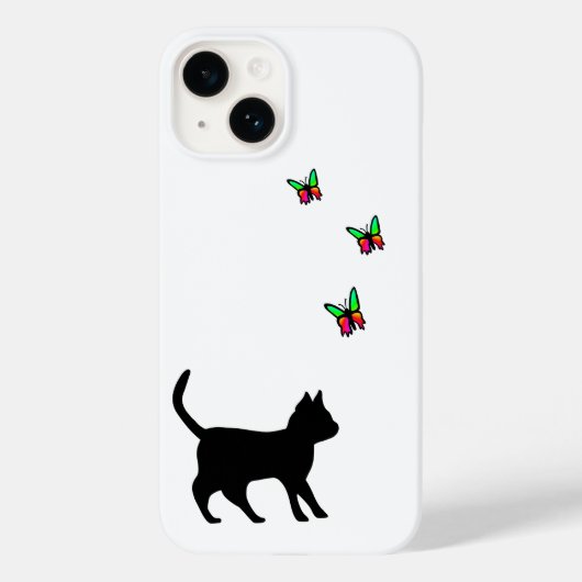 Schwarze Katze und Butterfly Case-Mate iPhone Hülle (Rückseite)