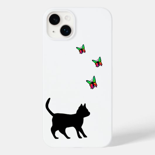 Schwarze Katze und Butterfly Case-Mate iPhone Hülle (Rückseite)
