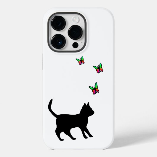 Schwarze Katze und Butterfly Case-Mate iPhone Hülle (Rückseite)