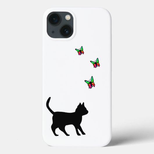 Schwarze Katze und Butterfly Case-Mate iPhone Hülle (Rückseite)
