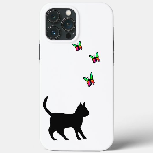 Schwarze Katze und Butterfly Case-Mate iPhone Hülle (Rückseite)