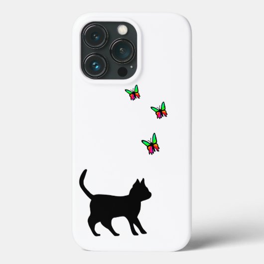 Schwarze Katze und Butterfly Case-Mate iPhone Hülle (Rückseite)