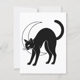Schwarze Katze und Crescent Moon Line Art Postkarte