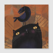 Schwarze Katze und Crow Magnetkarte (Vorderseite)