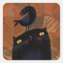 Schwarze Katze und Crow