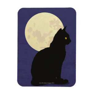 Schwarze Katze und der Mond Magnet