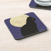 Schwarze Katze und der Mond Untersetzer (Linke Seite)