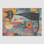 Schwarze Katze und Farben - Decoupage- Seidenpapier (Vorderseite)