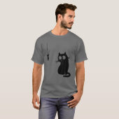 Schwarze Katze und Fische Funny Cat Lover T-Shirt (Vorne ganz)
