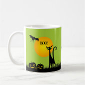 Schwarze Katze und Fledermäuse Halloween Kaffeetasse (Links)