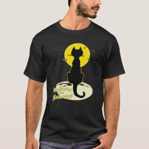 Schwarze Katze und Fledermäuse im Mondlicht Samha T-Shirt