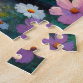 Schwarze Katze und Frühlingsohlen Wildblumen Ölgem Puzzle (Seite)