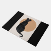 Schwarze Katze und Gelbe Sonne Fußmatte (Schrägansicht)