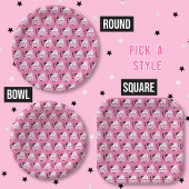 Schwarze Katze und Ghost Muster rosa Papierplatte Pappteller