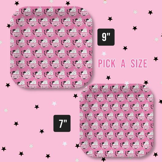 Schwarze Katze und Ghost Muster rosa Papierplatte Pappteller