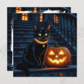 Schwarze Katze und glühendes KürbisHalloween (Vorne/Hinten)