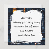 Schwarze Katze und glühendes KürbisHalloween (Rückseite)