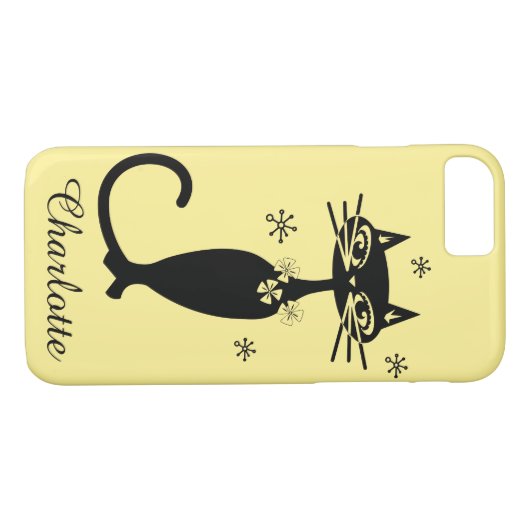 Schwarze Katze und Gold im Mittelalter Case-Mate iPhone Hülle (Rückseite (Horizontal))