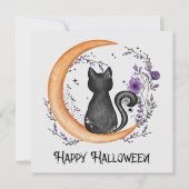 Schwarze Katze und Halbmond zu glücklichen Hallowe (Vorderseite)