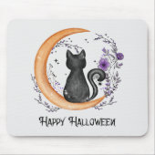 Schwarze Katze und Halbmond zu glücklichen Hallowe Mousepad (Vorne)
