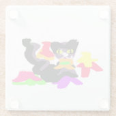 Schwarze Katze und Herbstspass Glasuntersetzer (Rückseite)
