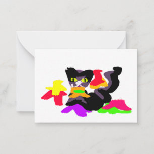 Schwarze Katze und Herbstspass Mitteilungskarte