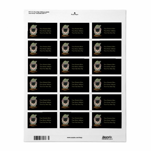 Schwarze Katze und HexenHalloween-Adressetikett Adressaufkleber (Vorne)