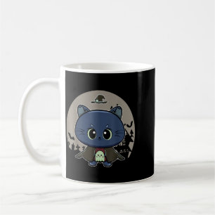 Schwarze Katze und Horrorhexen-Katze für Halloween Kaffeetasse