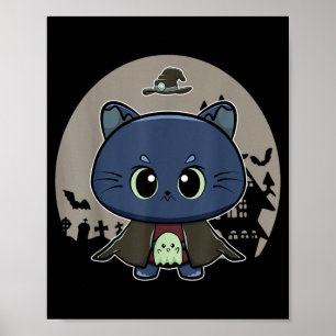 Schwarze Katze und Horrorhexen-Katze für Halloween Poster