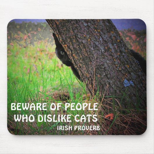 Schwarze Katze und irisches Sprichwort Mousepad (Vorne)