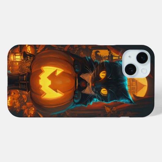 Schwarze Katze und Jack Case-Mate iPhone Hülle (Rückseite (Horizontal))