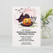 Schwarze Katze und Jack o' Lantern Halloween (Stehend Vorderseite)