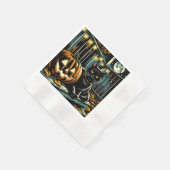 Schwarze Katze und Jack-O-Lantern Halloween Serviette (Ecke)