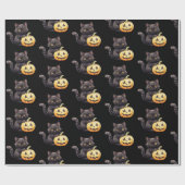 Schwarze Katze und Jack-O' Lantern Pattern Hallowe Geschenkpapier (Flach)
