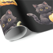 Schwarze Katze und Jack-O' Lantern Pattern Hallowe Geschenkpapier (Rolleneckpunkt)
