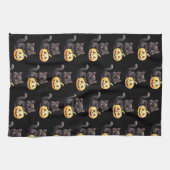 Schwarze Katze und Jack-O' Lantern Pattern Hallowe Geschirrtuch (Horizontal)