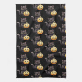 Schwarze Katze und Jack-O' Lantern Pattern Hallowe Geschirrtuch (Vertikal)