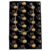 Schwarze Katze und Jack-O' Lantern Pattern Hallowe Mittlere Geschenktüte (Vorderseite)
