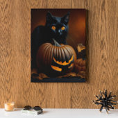 Schwarze Katze und Jack-O-Laterne Poster