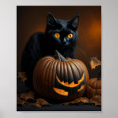 Schwarze Katze und Jack-O-Laterne Poster (Vorne)