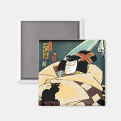Schwarze Katze und japanischer Mann Magnet (Vorderseite/Rückseite)