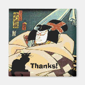 Schwarze Katze und japanischer Mann Magnet (Vorne)