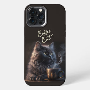 Schwarze Katze und Kaffee iPhone 13 Pro Max Hülle