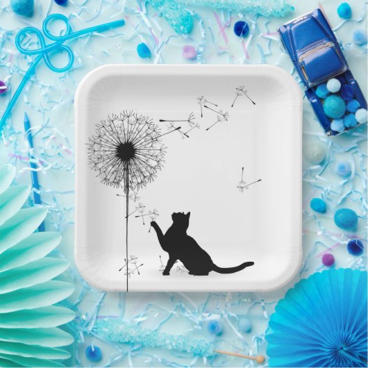 Schwarze Katze und Kronen Pappteller (Party)