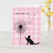 Schwarze Katze und Kronenleuchter Tag Karte (Gelbe Blume)