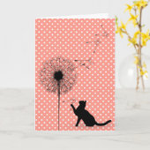 Schwarze Katze und Kronleuchter Geburtstag Karte (Gelbe Blume)